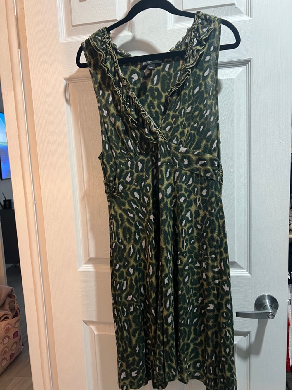 INC International Concepts Green Leopard Print Sleeveless Dress